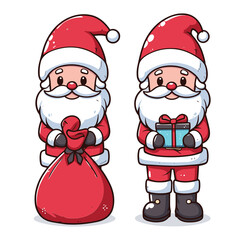 HOLIDAY CHRISTMAS, MARRY CHRISTMAS / Chimney Santa Claus - Cute and Fabulous Hipster Santa Claus Sticker Collection, Illustrated Vector Style, Isolated on a Transparent Background png (Generative Ai)