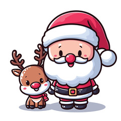 HOLIDAY CHRISTMAS, MARRY CHRISTMAS / Chimney Santa Claus - Cute and Fabulous Hipster Santa Claus Sticker Collection, Illustrated Vector Style, Isolated on a Transparent Background png (Generative Ai)