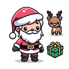 HOLIDAY CHRISTMAS, MARRY CHRISTMAS / Chimney Santa Claus - Cute and Fabulous Hipster Santa Claus Sticker Collection, Illustrated Vector Style, Isolated on a Transparent Background png (Generative Ai)