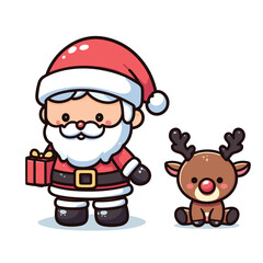 HOLIDAY CHRISTMAS, MARRY CHRISTMAS / Chimney Santa Claus - Cute and Fabulous Hipster Santa Claus Sticker Collection, Illustrated Vector Style, Isolated on a Transparent Background png (Generative Ai)