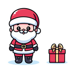 HOLIDAY CHRISTMAS, MARRY CHRISTMAS / Chimney Santa Claus - Cute and Fabulous Hipster Santa Claus Sticker Collection, Illustrated Vector Style, Isolated on a Transparent Background png (Generative Ai)