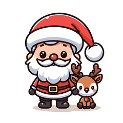 HOLIDAY CHRISTMAS, MARRY CHRISTMAS / Chimney Santa Claus - Cute and Fabulous Hipster Santa Claus Sticker Collection, Illustrated Vector Style, Isolated on a Transparent Background png (Generative Ai)
