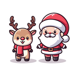 HOLIDAY CHRISTMAS, MARRY CHRISTMAS / Chimney Santa Claus - Cute and Fabulous Hipster Santa Claus Sticker Collection, Illustrated Vector Style, Isolated on a Transparent Background png (Generative Ai)