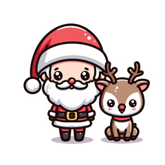 HOLIDAY CHRISTMAS, MARRY CHRISTMAS / Chimney Santa Claus - Cute and Fabulous Hipster Santa Claus Sticker Collection, Illustrated Vector Style, Isolated on a Transparent Background png (Generative Ai)