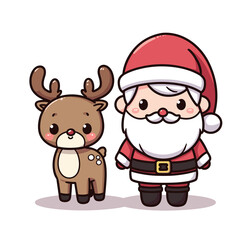 HOLIDAY CHRISTMAS, MARRY CHRISTMAS / Chimney Santa Claus - Cute and Fabulous Hipster Santa Claus Sticker Collection, Illustrated Vector Style, Isolated on a Transparent Background png (Generative Ai)