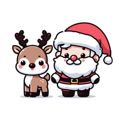 HOLIDAY CHRISTMAS, MARRY CHRISTMAS / Chimney Santa Claus - Cute and Fabulous Hipster Santa Claus Sticker Collection, Illustrated Vector Style, Isolated on a Transparent Background png (Generative Ai)