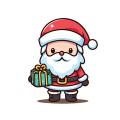 HOLIDAY CHRISTMAS, MARRY CHRISTMAS / Chimney Santa Claus - Cute and Fabulous Hipster Santa Claus Sticker Collection, Illustrated Vector Style, Isolated on a Transparent Background png (Generative Ai)