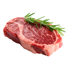 Fresh Prime rib raw beef steak with rosemary isolated on transparent background, red meat or beef Ribeye Steak image clipart PNG, sirloin, tenderloin, porterhouse, flank, New York strip image