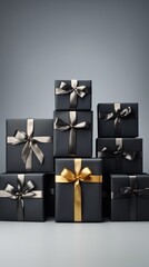Gift boxes on a black background.