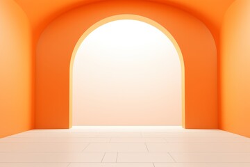 Minimalistic Abstract Room with Orange Arch