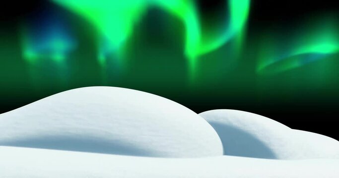 Animation of aurora borealis in christmas winter scenery background