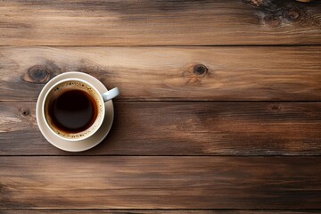 Steaming Cup of Coffee on Rustic Wooden Table
