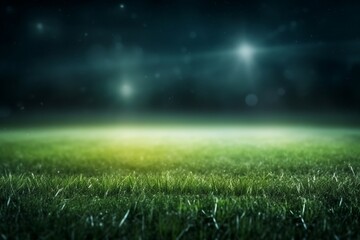 Fototapeta na wymiar Empty Grass Field Scene Background with Spotlights Light