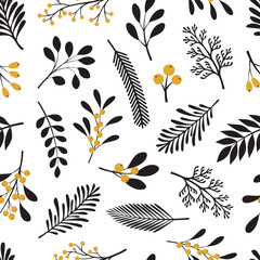 Vector seamless pattern with plants