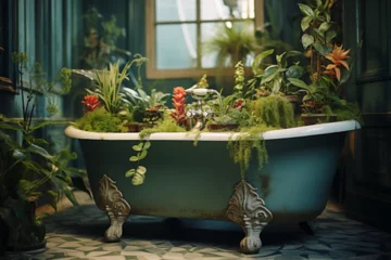 Fotobehang flowers in bath tub © Umail