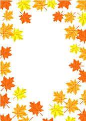 Naklejka na ściany i meble Autumn leaves border, Autumn decorative border on transparent background