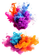 Obraz premium colorful vibrant smoke bomb explosion clouds on transparent background 