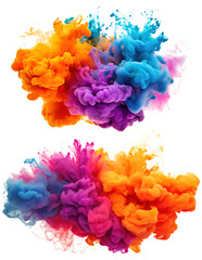 Obraz premium colorful vibrant smoke bomb explosion clouds on transparent background 