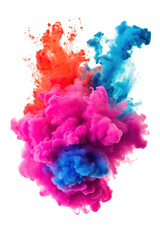 colorful vibrant smoke bomb explosion clouds on transparent background	
