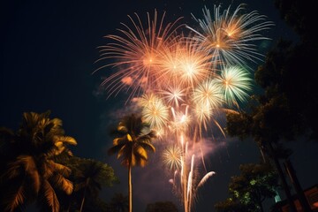 Fototapeta na wymiar fireworks exploding against the night sky during diwali