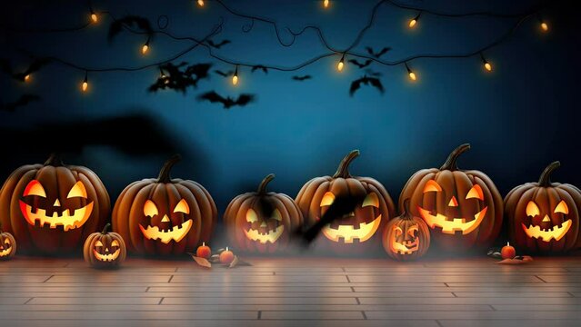 halloween night decorative background. seamless looping time-lapse virtual video animation background.
