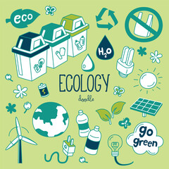 Doodle ecology. Hand drawn vector Illustration doodle with ecology.