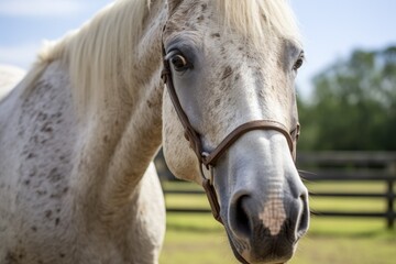 elderly horse with noticeable cataracts