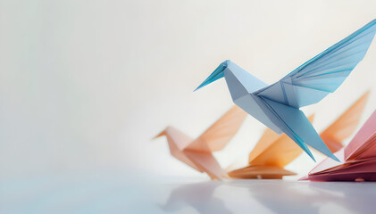 origami crane isolated on white background - obrazy, fototapety, plakaty