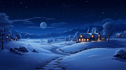 Christmas Night in Village. Snow Man, Ice Mountain,  Snow Houses.Concept Art Scenery. Character Design Concept Art Book Illustration Video Game Digital Painting. CG Artwork Background. Generative AI
- 663225851