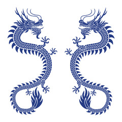 Traditional Chinese Dragon Silhouette, Vector