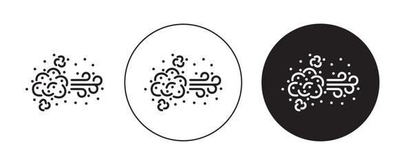 Dust icon set. dirt particle vector symbol. mold pollution cloud sign in black filled and outlined style.