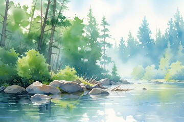 Obraz na płótnie Canvas The serenity of a secluded forest lake.