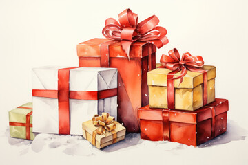 Obraz premium hand drawn Christmas gift boxes