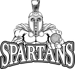 A Spartan or Trojan warrior Golf sports mascot holding a ball