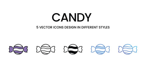 Candy icon set, Halloween party decorations linear style signs for web and app. Vector graphics isolated on white background. Stock illustration