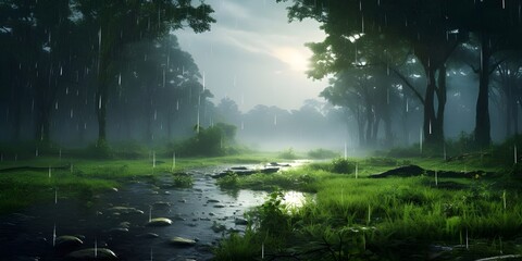 Fototapeta na wymiar Natural landscape in rainy weather
