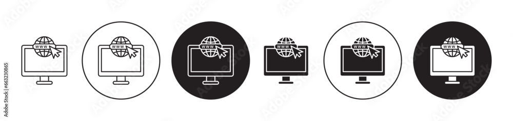 Wall mural Domains icon set. www browser url vector symbol. internet website line icon in black filled and outlined style.