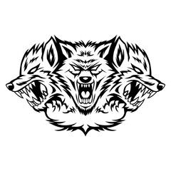 Cerberus Vector Head Black And White Logo Mascot template