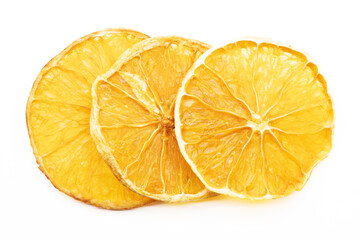 Dried orange slices from above, on white background. Dried orange isolated on a white background....