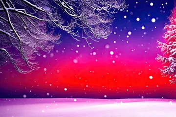 Tischdecke snow background with red color, snowy christmas theme in winter and white snowflakes falling abstract landscape, christmas celebration, Culture and Religion concept , generative ai © João Macedo