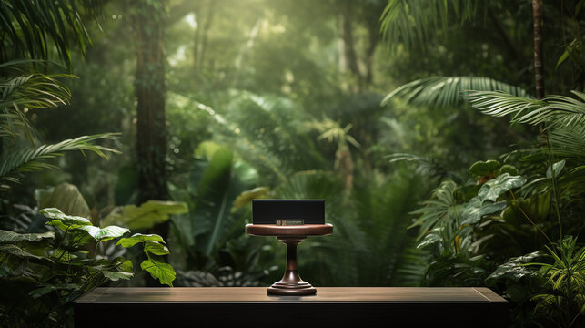 jungle themed product display podium - Ai