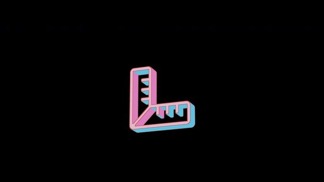 Bright ruler combined icon is jumping merrily. Retro style. Alpha channel black. Looped from frame 120 to 240, Alpha BW at the end