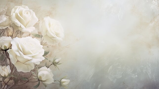 white roses on a grunge background