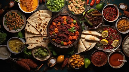 Arabian Food: Traditional Middle Eastern Lunch, Food that Muslims eat after sunset during Ramadan....