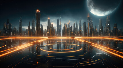 City of Tomorrow: Illuminated Night Sky