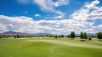 green golf course, clear weather views