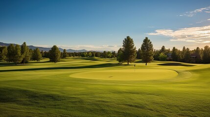 Obraz premium green golf course, clear weather views