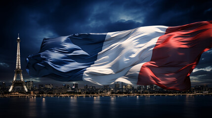 Flag of France. French flag. Tricolor, blue white red, flag colors. French patriotism - obrazy, fototapety, plakaty