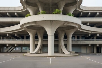 Abstract detail of a cement construction, 3d render of architecture background. Generative AI