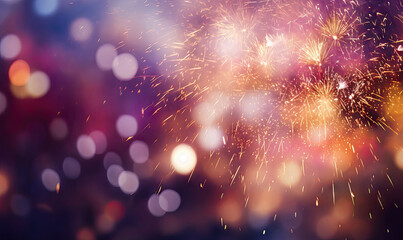 Obraz premium Vibrant fireworks explode in a burst of color.